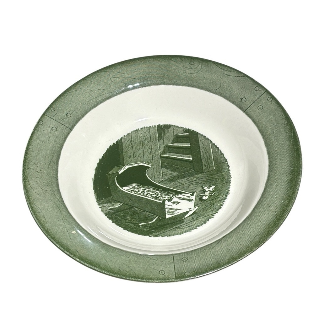 2~Vintage 1950s Green Colonial Homestead by Royal Ironstone China Serving Bowls - Picture 2 of 11